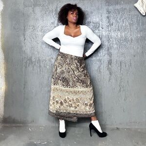 Vintagee Midi Wrap Printed Skirt, XXL